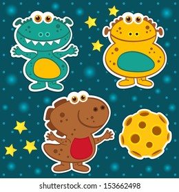 icon set alien - vector collection illustration