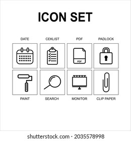 Icon set all with stroke ilustration eps10