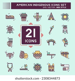 Icon Set American Indigenous. related to Education symbol. MBE style. simple design editable