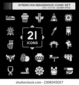 Icon Set American Indigenous. related to Education symbol. glossy style. simple design editable