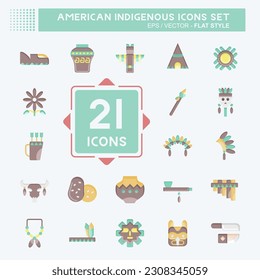 Icon Set American Indigenous. related to Education symbol. flat style. simple design editable