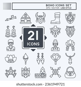 Icon Set American,Indian. related to Indigenous People symbol. line style. simple design editable. simple illustration