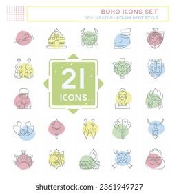 Icon Set American,Indian. related to Indigenous People symbol. Color Spot Style. simple design editable. simple illustration