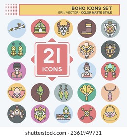 Icon Set American,Indian. related to Indigenous People symbol. color mate style. simple design editable. simple illustration