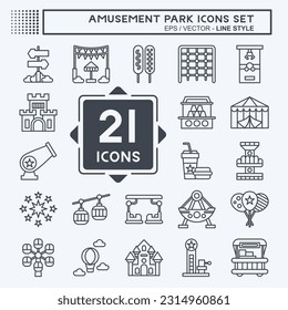Icon Set Amusement Park. related to Celebration symbol. line style. simple design editable. simple illustration
