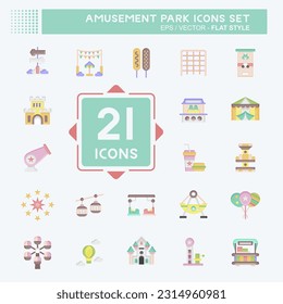 Icon Set Amusement Park. related to Celebration symbol. flat style. simple design editable. simple illustration