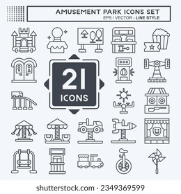 Icon Set Amusement Park. related to Circus symbol. line style. simple design editable. simple illustration