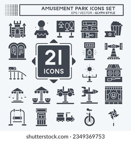 Icon Set Amusement Park. related to Circus symbol. glyph style. simple design editable. simple illustration