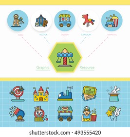 icon set amusement vector