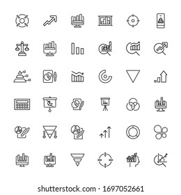Icon set of analytics. Editable vector pictograms isolated on a white background. Trendy outline symbols for mobile apps and website design. Premium pack of icons in trendy line style.