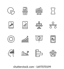 Icon set of analytics. Editable vector pictograms isolated on a white background. Trendy outline symbols for mobile apps and website design. Premium pack of icons in trendy line style.