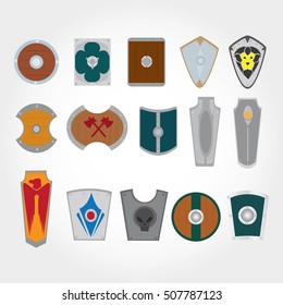 Icon set of ancient shield