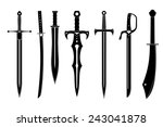 Icon set of ancient swords.