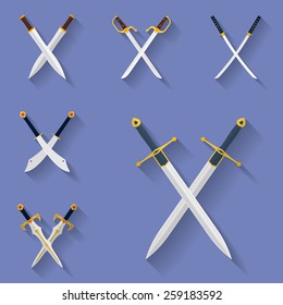 Icon set of ancient swords.