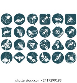 Icon set animal bee logo vector