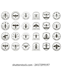 Icon set animal bee logo vector