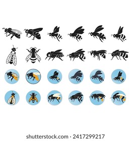 Icon set animal bee logo vector