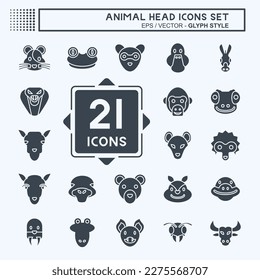 Icon Set Animal Head. related to Education symbol. simple design editable. simple illustration