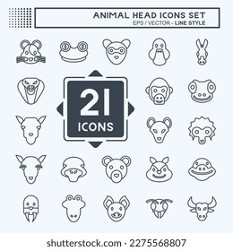 Icon Set Animal Head. related to Education symbol. simple design editable. simple illustration