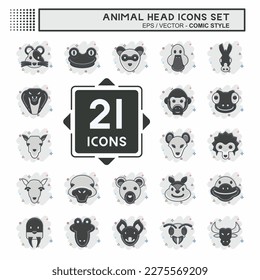Icon Set Animal Head. related to Education symbol. simple design editable. simple illustration