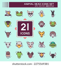 Icon Set Animal Head. related to Education symbol. simple design editable. simple illustration