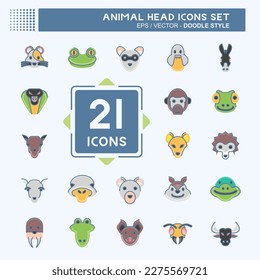 Icon Set Animal Head. related to Education symbol. simple design editable. simple illustration