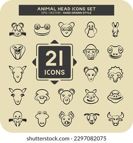 Icon Set Animal Head. related to Education symbol. glyph style. simple design editable. simple illustration