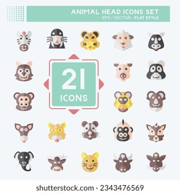 Icon Set Animal Head. related to Animal symbol. flat style. simple design editable. simple illustration