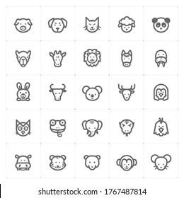 Conjunto de iconos - Icono de animal Icono contorno de la ilustración vectorial en fondo blanco