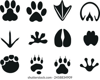 icon set of animal tracks. animal tracks as icons