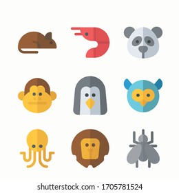 Icon Set Animals for different seasons. Panda, lion, monkey and more.