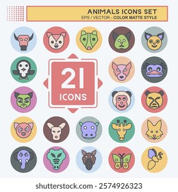 Icon Set Animals. related to Animals symbol. color mate style. simple design editable