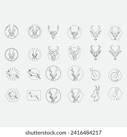 Icon set antelope logo vector illustrations