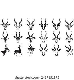 Icon set antelope logo vector illustrations