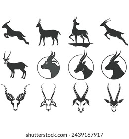 Icon set antelope logo vector illustrations