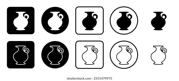 Icon set of antique vase symbol. Filled, outline, black and white icons set, flat style.  Vector illustration on white background