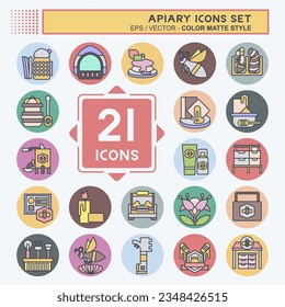 Icon Set Apiary. related to Farm symbol. color mate style. simple design editable. simple illustration