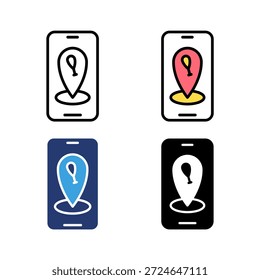 Icon set app location restaurante, fast food, serviço de restaurante, serviço de alimentação. Linha de ícone, glifo e plano com fundo branco isolado de cor azul.