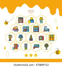 icon set appliances vector