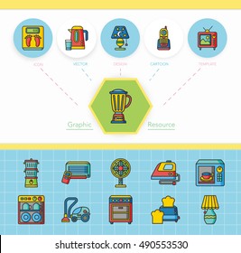 icon set appliances vector