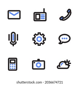 Icon set for apps mobile with line art.