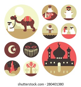 Icon set of Arab