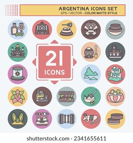 Icon Set Argentina . related to Holiday symbol. color mate style. simple design editable. simple illustration