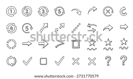 Icon set arrows circles checkmarks