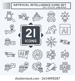 Icon Set Artificial Intelligence. related to Artificial Intelligence symbol. line style