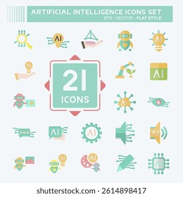 Icon Set Artificial Intelligence. related to Artificial Intelligence symbol. flat style