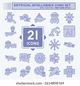 Icon Set Artificial Intelligence. related to Artificial Intelligence symbol. two tone style