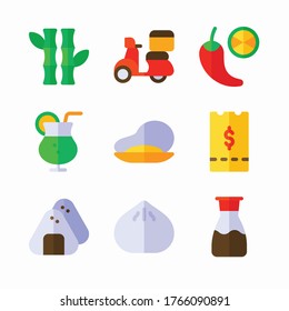 Icon Set Asian Food Restaurant for different seasons