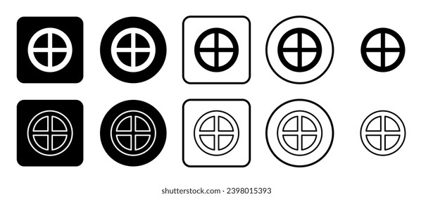 Conjunto de iconos de símbolo de tierra astrológica. Relleno, contorno, conjunto de iconos en blanco y negro, estilo plano.  Ilustración del vector sobre fondo blanco