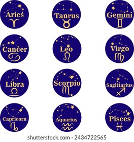 icon set astrology zodiac sign